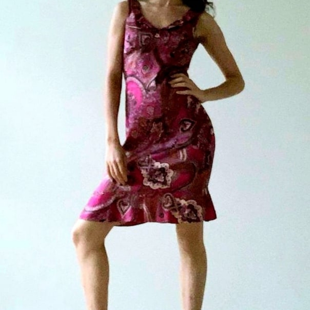 Vintage Tessuto Magenta Paisley Dress sz 4
